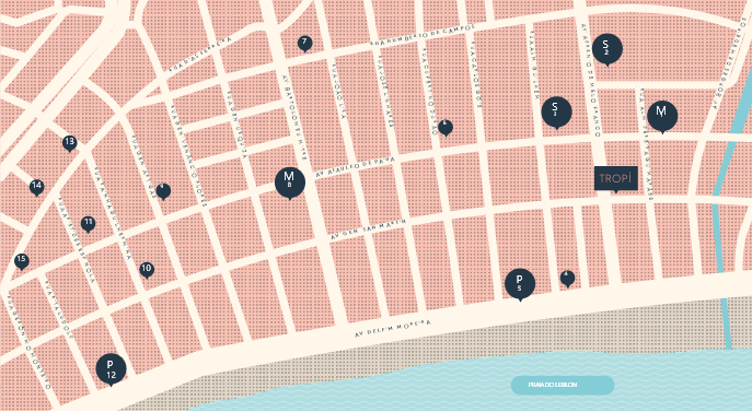 Localização com indicações de transporte